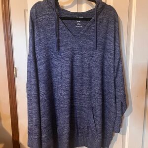 Torrid V-Neck Sweater Hoodie in Heathered Blue